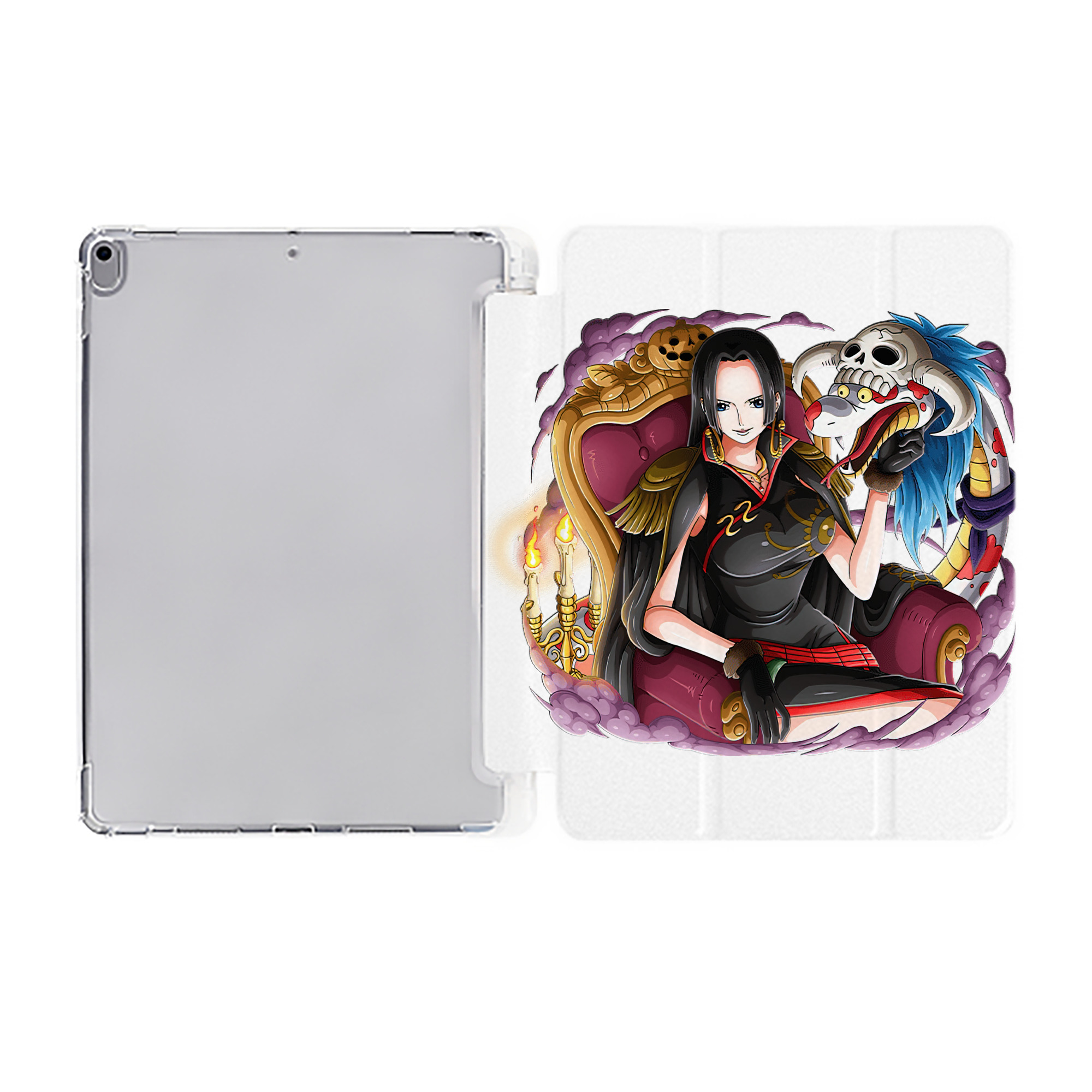 （画像用） ワンピース ボア・ハンコック ONE PIECE Boa·Hancock IPad ケース ペン収納付き 三つ折りスタンド PUレザー×シリコン 対応機種9.5/10.5/10.9インチ